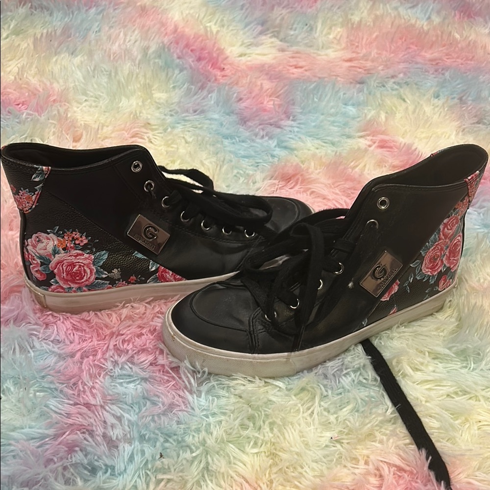 Floral Black High-Top Sneakers